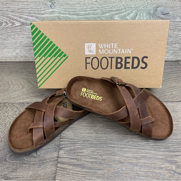 White Mountain Womens Hobo Leather Slip on Footbed Sandals. NIB Size 7 - Picture 11 of 13